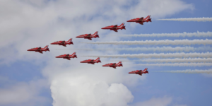 Red Arrows flying in formation