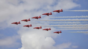 Red Arrows flying in formation
